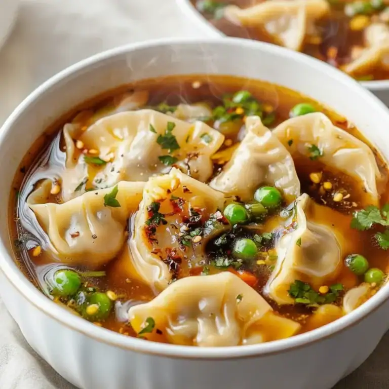Homemade Potsticker Soup With Fresh Ingredients