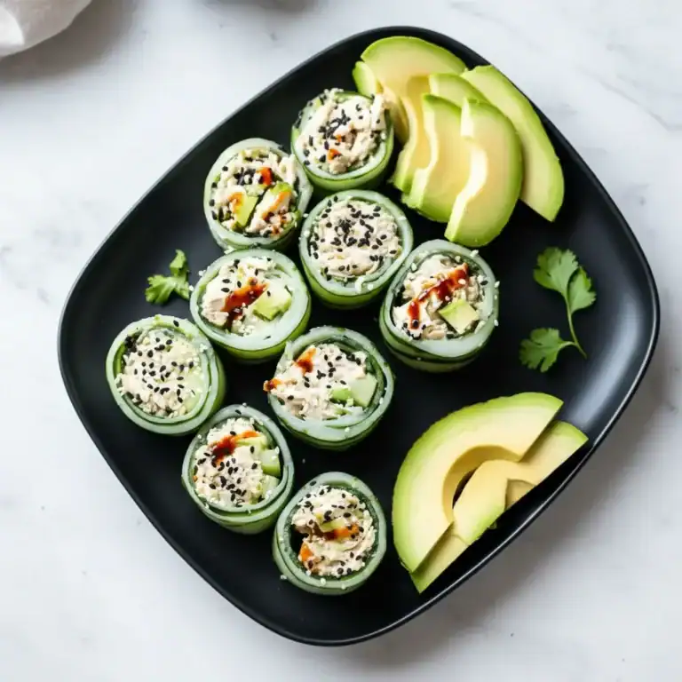 Chicken Salad Cucumber Roll Ups Recipe - Fresh Low Carb Bite