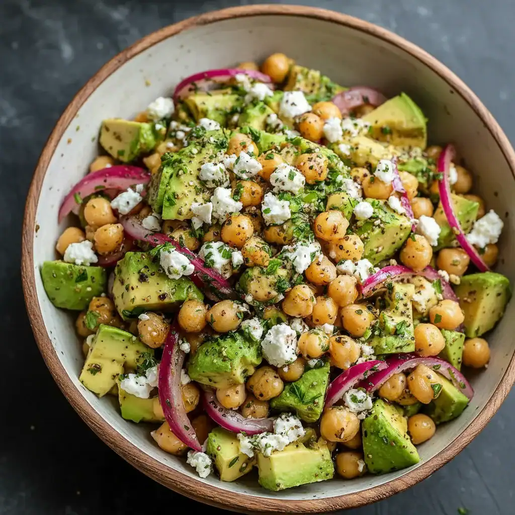 Chickpea Feta Avocado Salad Recipe - Bursting with Freshness