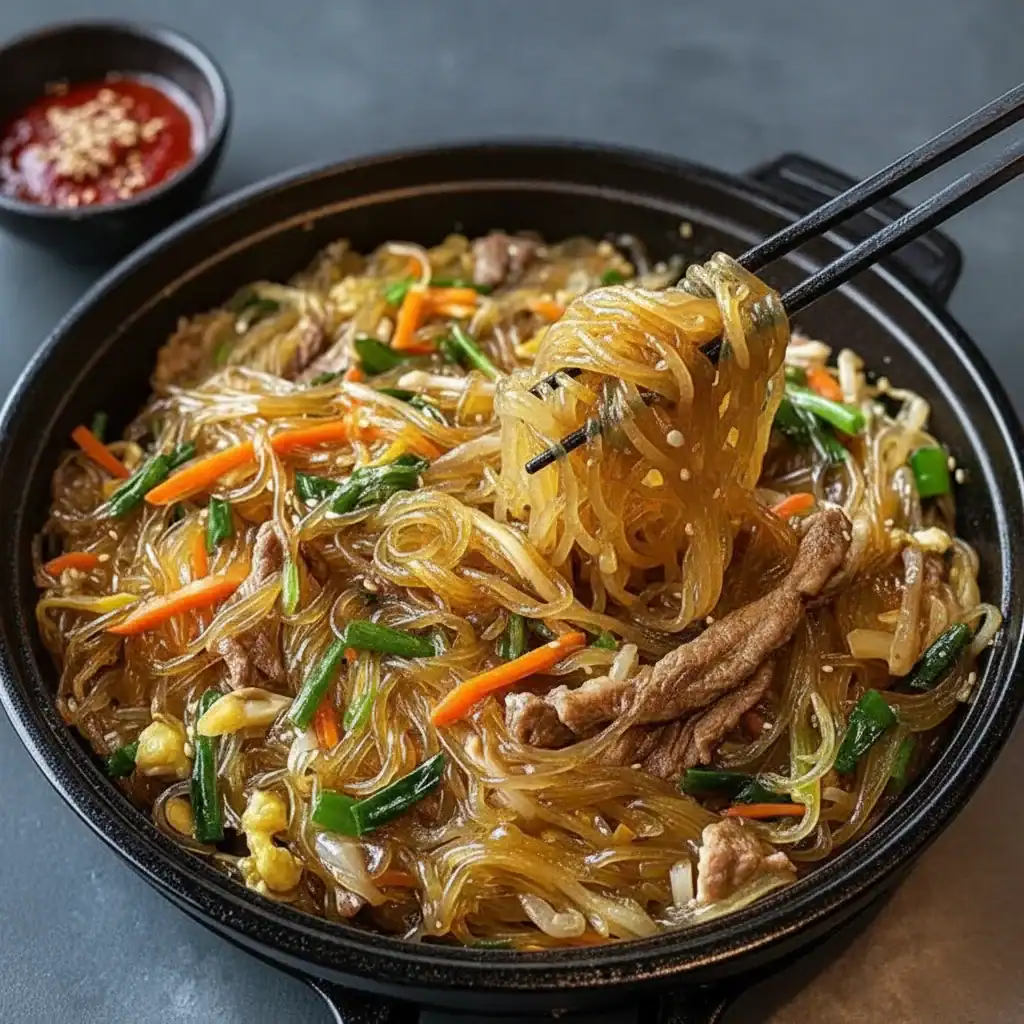 Japchae Sweet Potato Noodle Recipe - Korean Glass Noodles