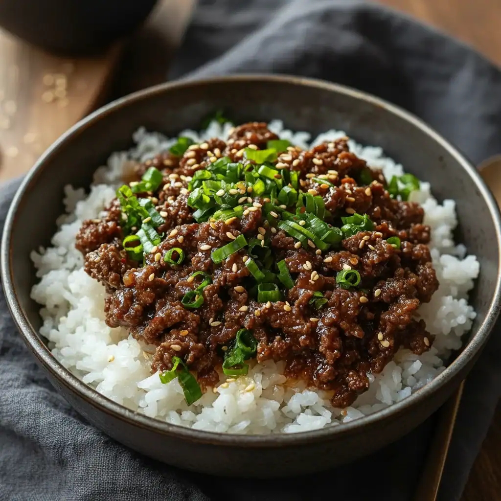 Korean Ground Beef Bowl Recipe - Savory Soy and Ginger