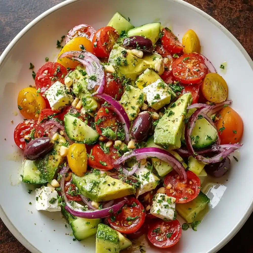 Mediterranean Avocado Salad Recipe - Zesty Feta and Tomato