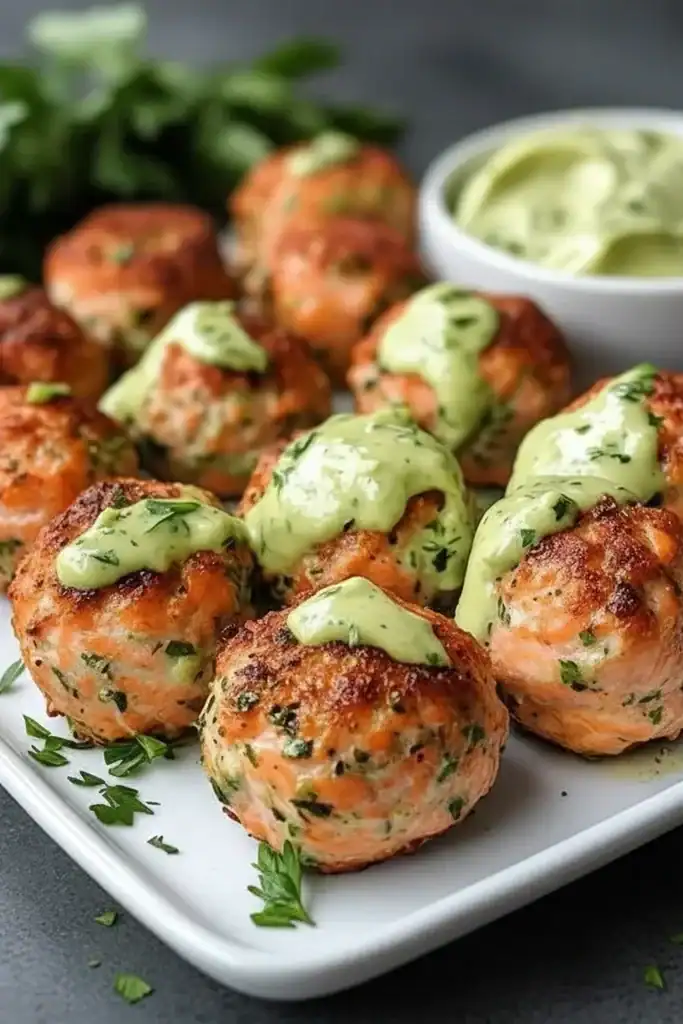 Salmon Meatballs with Avocado Sauce Recipe