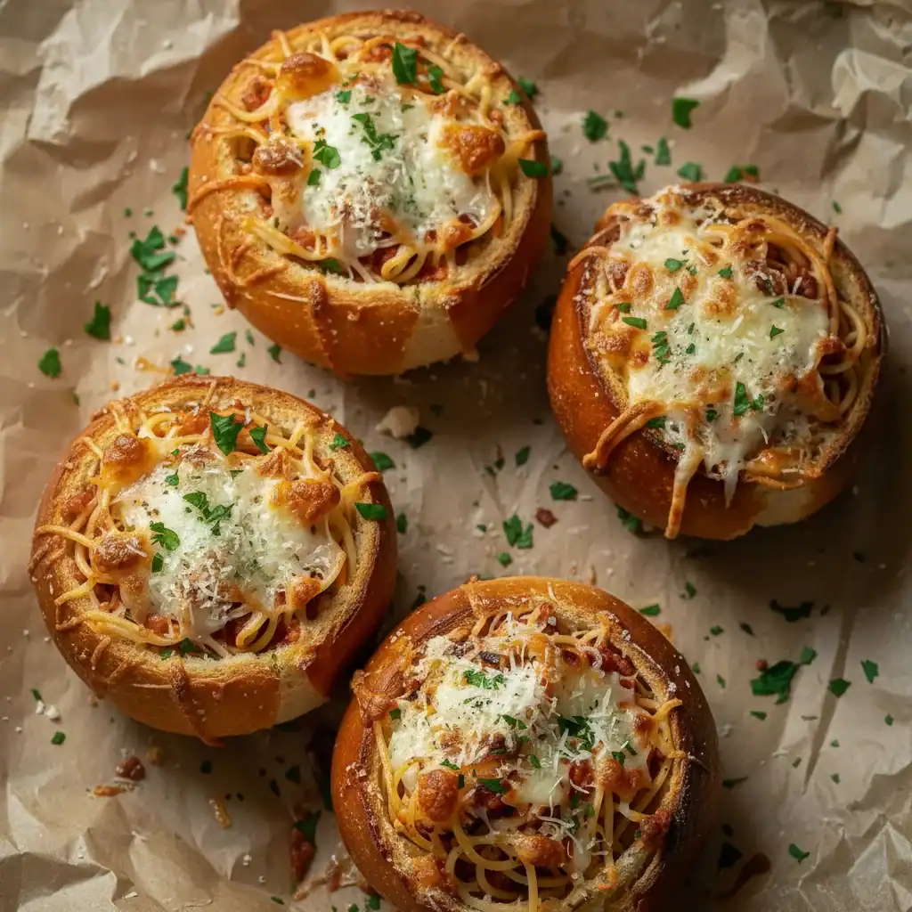 Spaghetti Garlic Bread Bowls Recipe - Ultimate Comfort Meal