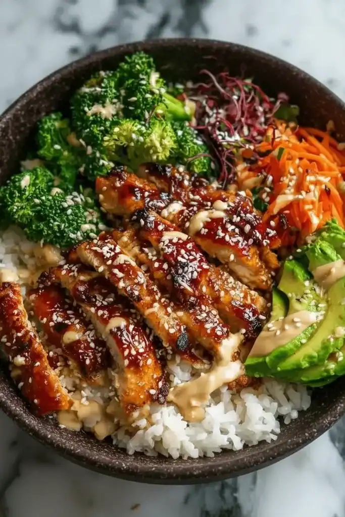 Sticky Chicken Bowls with Broccoli Recipe