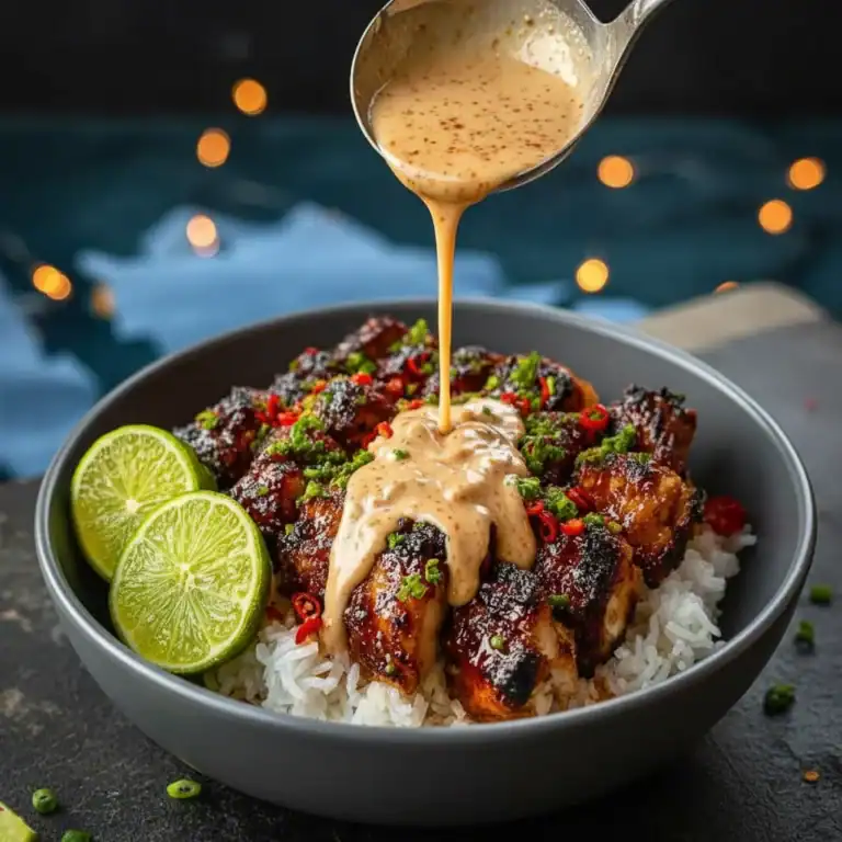 Sweet Chili Chicken Bowl Recipe - Tropical Coconut Drizzle