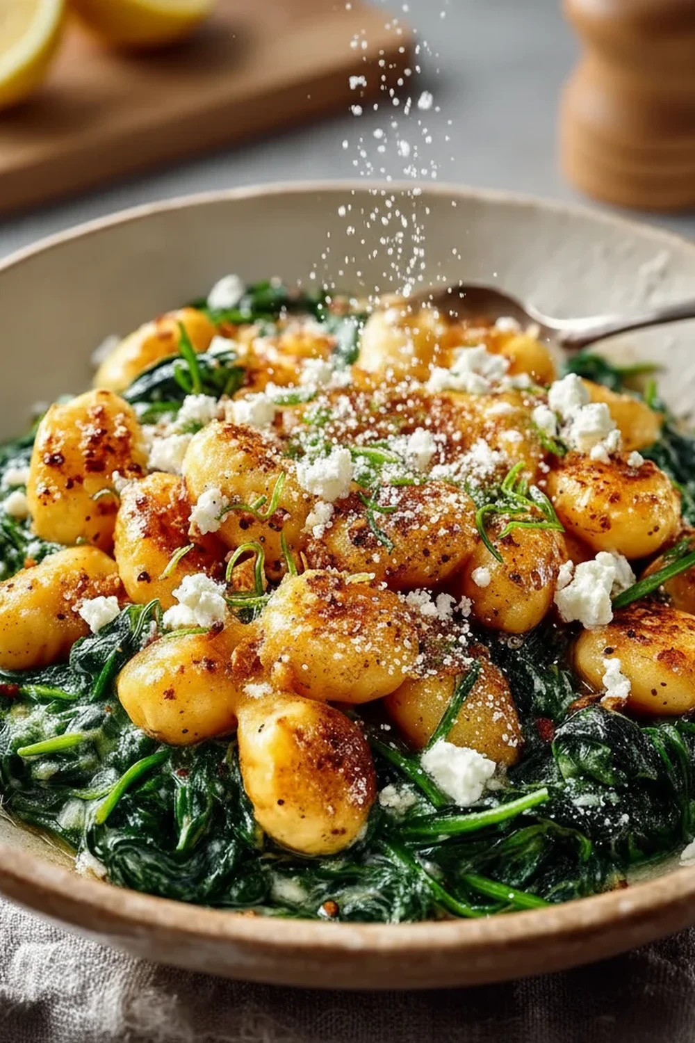 Creamy Gnocchi Spinach Feta